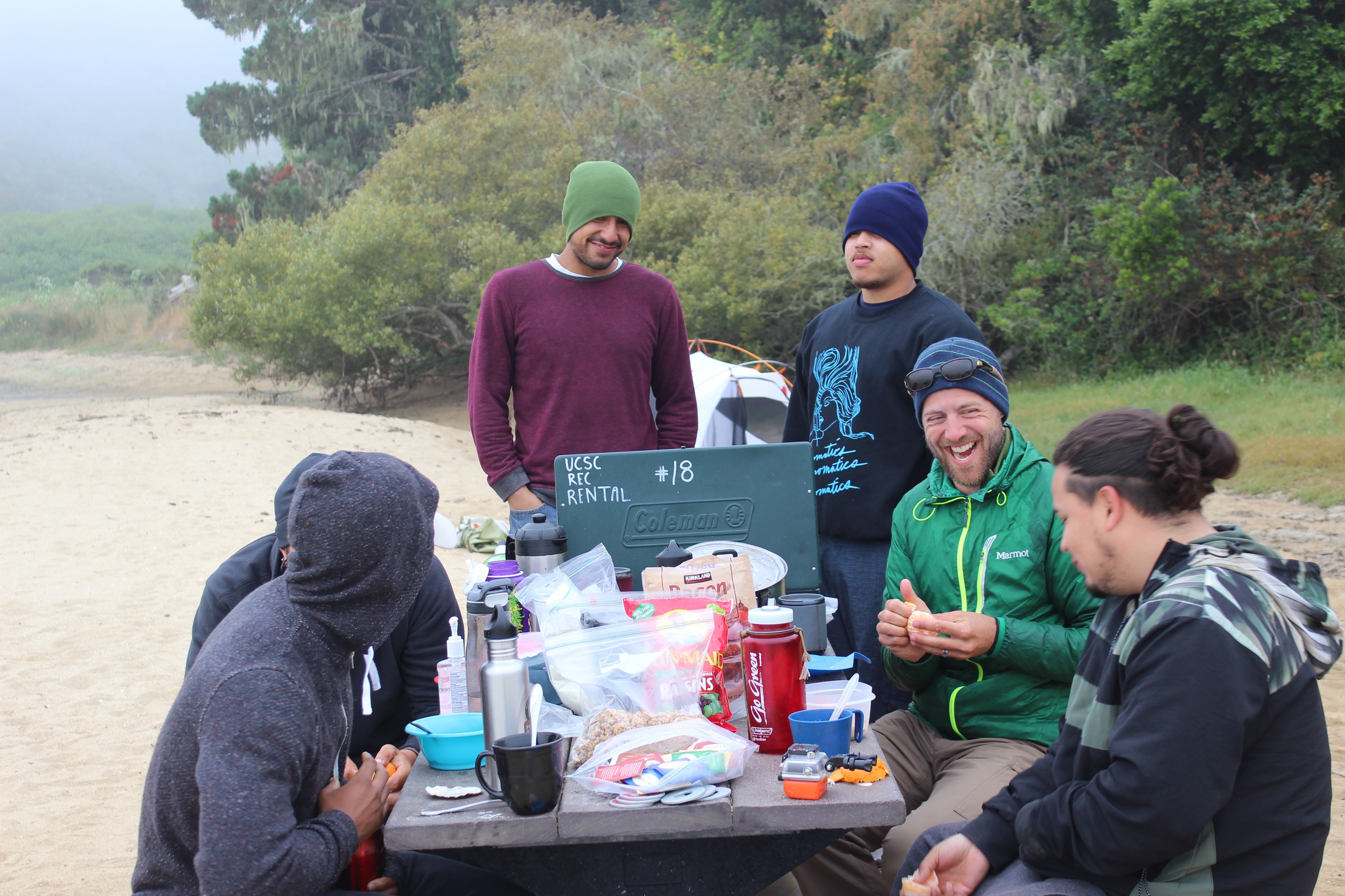 MOC Camping group at a table